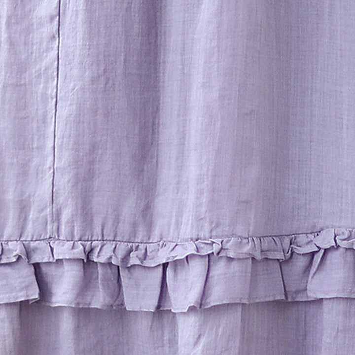 Buddha Stonesヴィンテージアーティスティックピュアカラーフリルデザイン不規則なレディースコットンリネンスカート - image 20