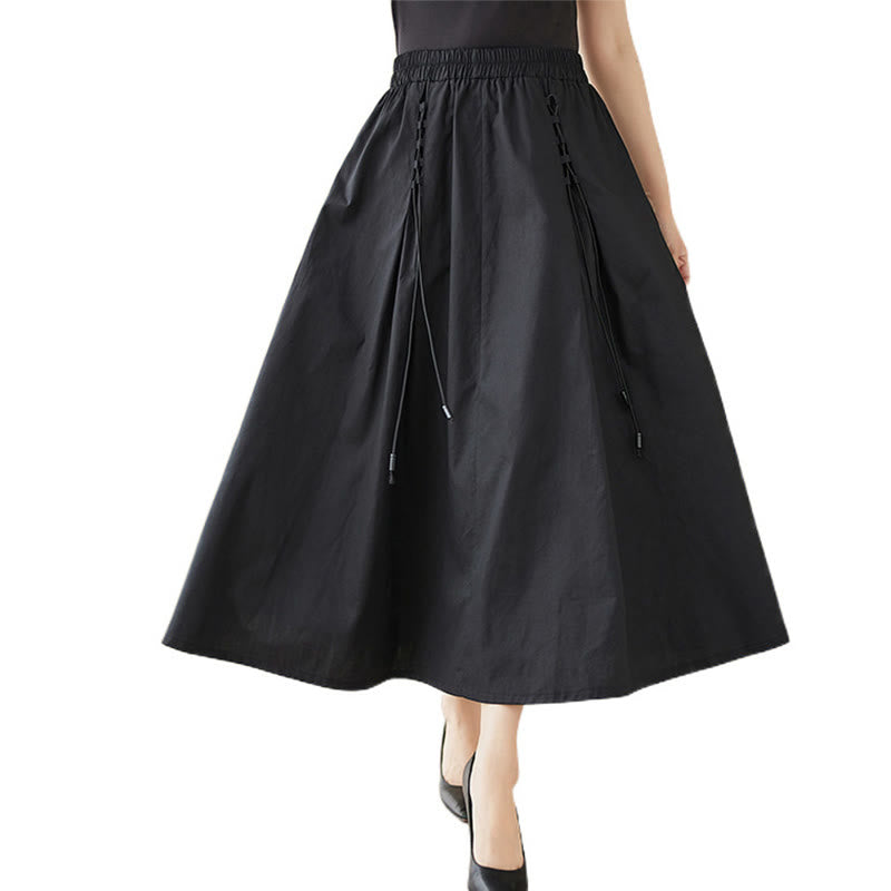 Buddha Stones夏カジュアル 純色 プリーツデザイン レディース コットンスカート - image 20