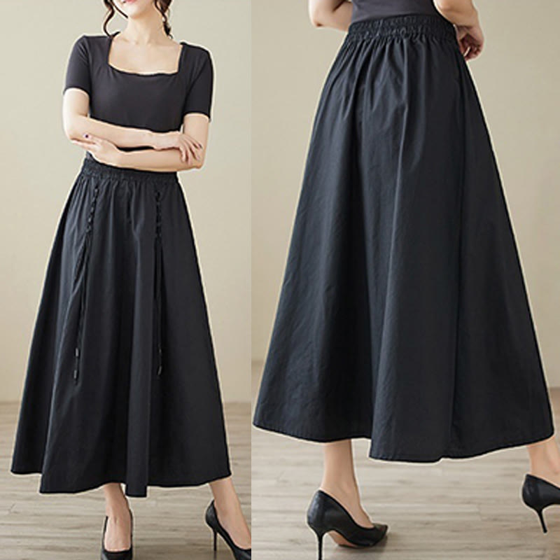 Buddha Stones夏カジュアル 純色 プリーツデザイン レディース コットンスカート - image 19