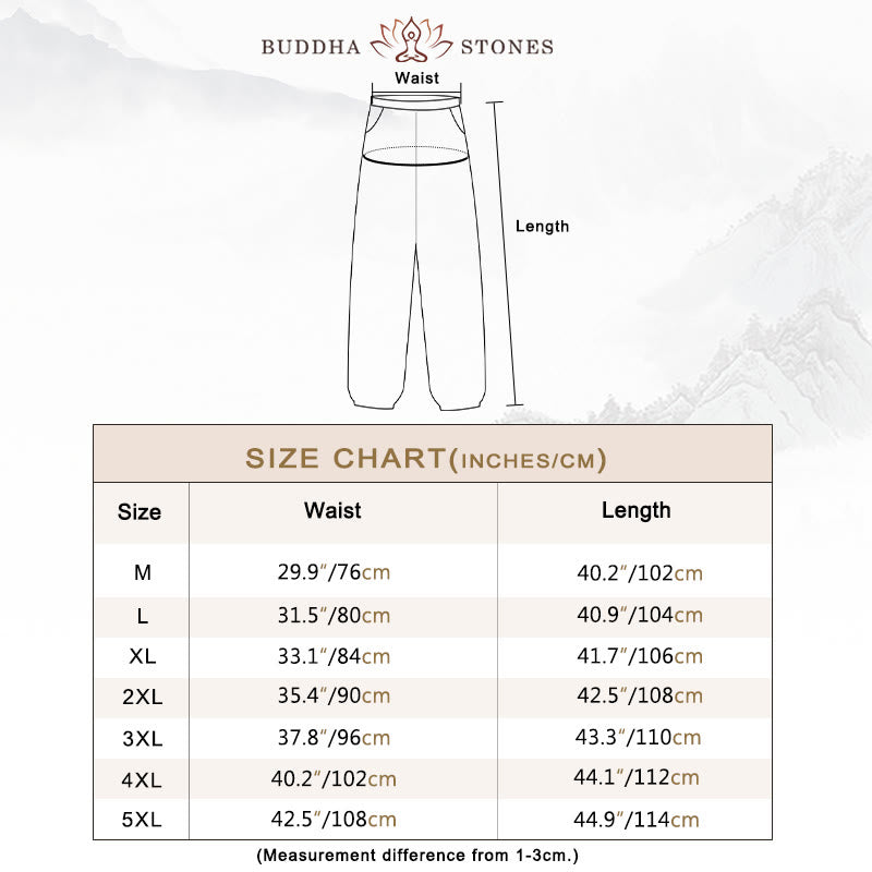 Buddha Stones無地 ドローストリング コットン メンズ パンツ ポケット付き - image 4