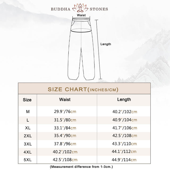 Buddha Stones無地 ドローストリング コットン メンズ パンツ ポケット付き - image 3