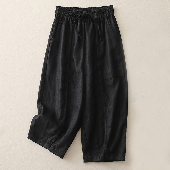 Buddha Stonesカジュアル 無地 パッチワーク レディース ポリエステル 7-8丈 ワイドレッグパンツ ポケット付き
