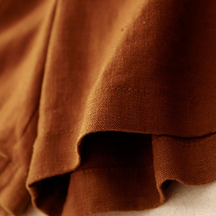 Buddha Stones夏 カジュアル プリーツ 無地 コットン リネン レディース ショートパンツ ポケット付き - image 2