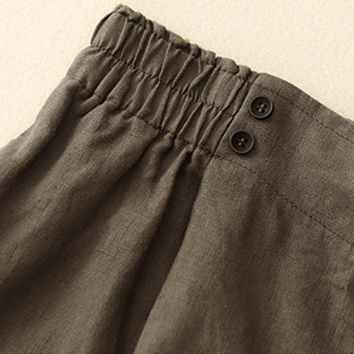 Buddha Stones夏 カジュアル プリーツ 無地 コットン リネン レディース ショートパンツ ポケット付き - image 7