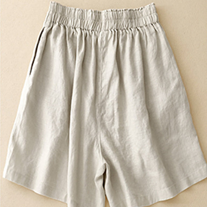 Buddha Stones夏 カジュアル プリーツ 無地 コットン リネン レディース ショートパンツ ポケット付き - image 16