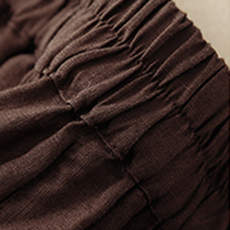 Buddha Stones夏 カジュアル 無地 コットン リネン レディース エラスティック ストレート ショーツ ポケット付き - image 8