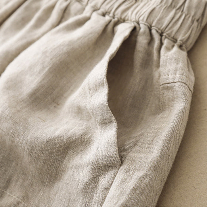 Buddha Stones夏 カジュアル 無地 コットン リネン レディース エラスティック ストレート ショーツ ポケット付き - image 17