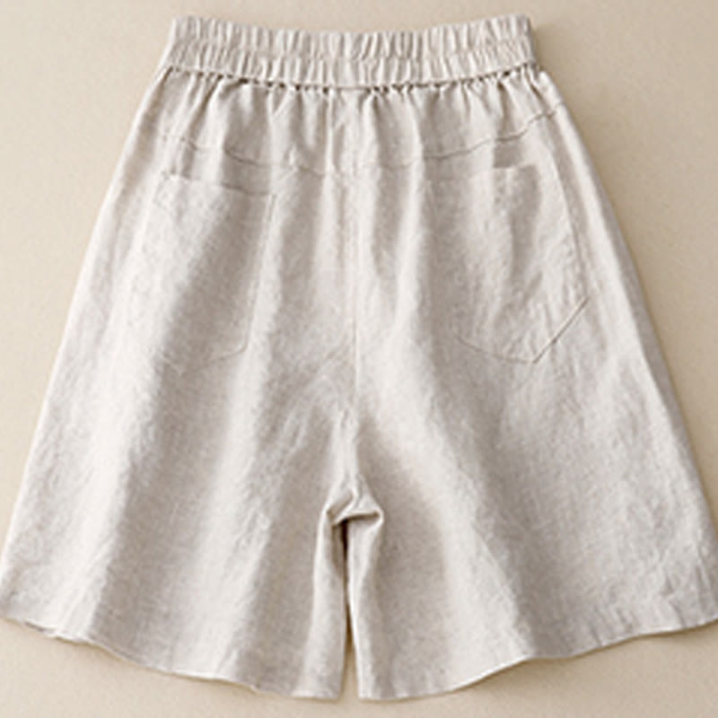 Buddha Stones夏 カジュアル ボタン 無地 コットン レディース ショートパンツ ポケット付き - image 6