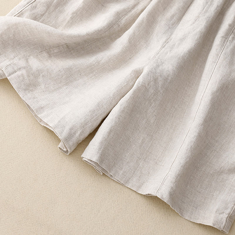 Buddha Stones夏 カジュアル ボタン 無地 コットン レディース ショートパンツ ポケット付き - image 12