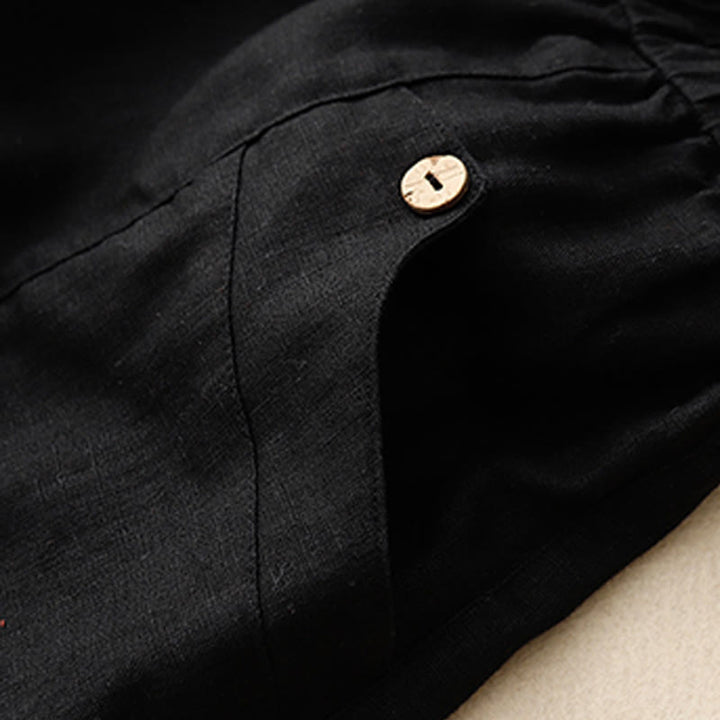 Buddha Stones夏 カジュアル ボタン 無地 コットン レディース ショートパンツ ポケット付き - image 23