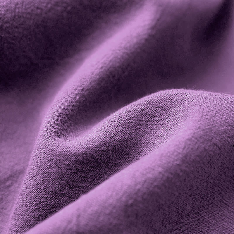 Buddha Stones カジュアル サマー ピュアカラー ジャカード ボタン クルーネック コットン レディース 半袖 Tシャツ - image 44