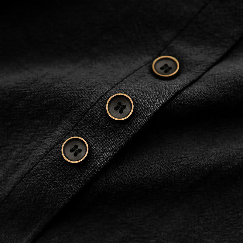 Buddha Stones カジュアル サマー ピュアカラー ジャカード ボタン クルーネック コットン レディース 半袖 Tシャツ - image 53