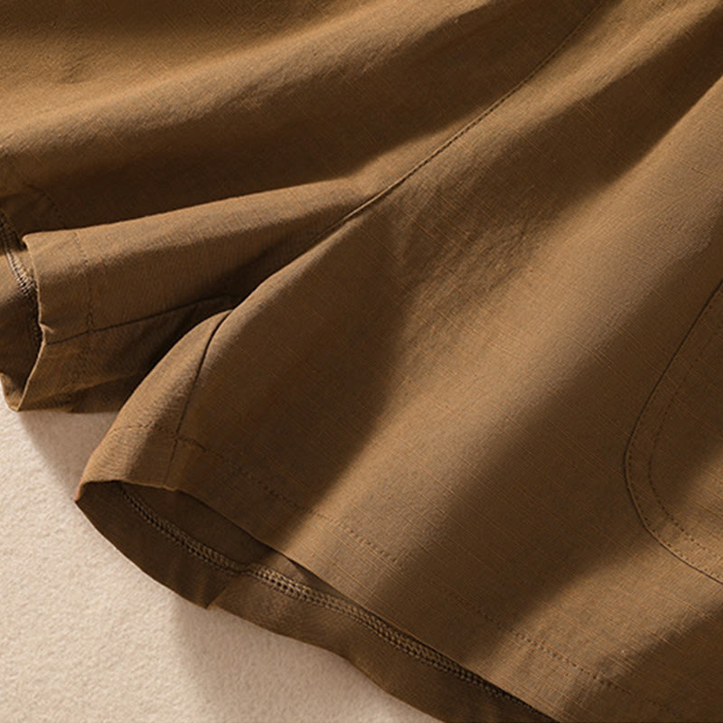 Buddha Stones夏 カジュアル 伸縮性ウエスト 無地 レディース ポリエステル ショートパンツ ポケット付き - image 2