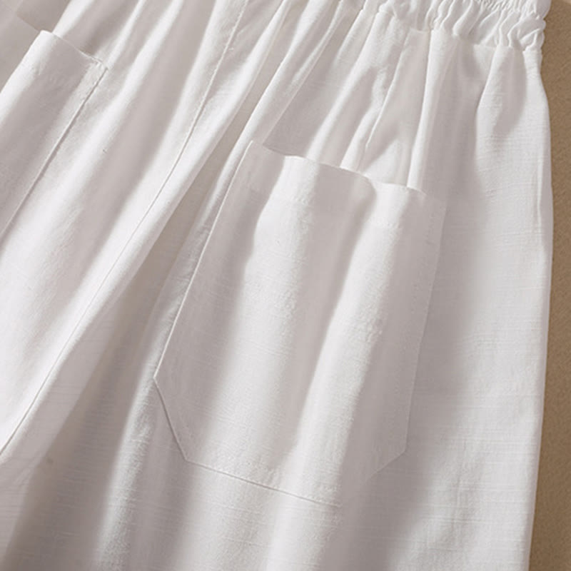 Buddha Stones夏 カジュアル 伸縮性ウエスト 無地 レディース ポリエステル ショートパンツ ポケット付き - image 10