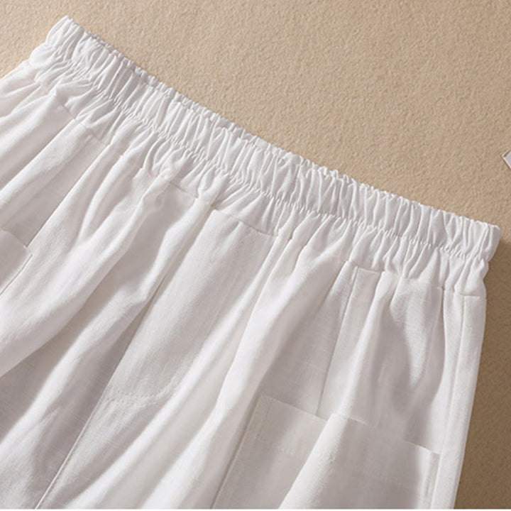 Buddha Stones夏 カジュアル 伸縮性ウエスト 無地 レディース ポリエステル ショートパンツ ポケット付き - image 11