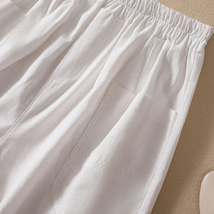 Buddha Stones夏 カジュアル 伸縮性ウエスト 無地 レディース ポリエステル ショートパンツ ポケット付き - image 13