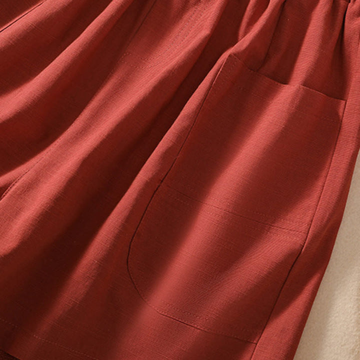 Buddha Stones夏 カジュアル 伸縮性ウエスト 無地 レディース ポリエステル ショートパンツ ポケット付き - image 21