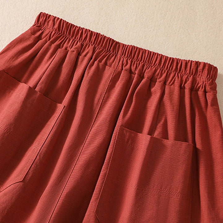 Buddha Stones夏 カジュアル 伸縮性ウエスト 無地 レディース ポリエステル ショートパンツ ポケット付き - image 25