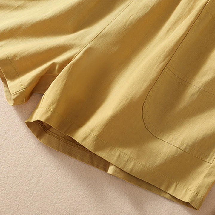 Buddha Stones夏 カジュアル 伸縮性ウエスト 無地 レディース ポリエステル ショートパンツ ポケット付き - image 30