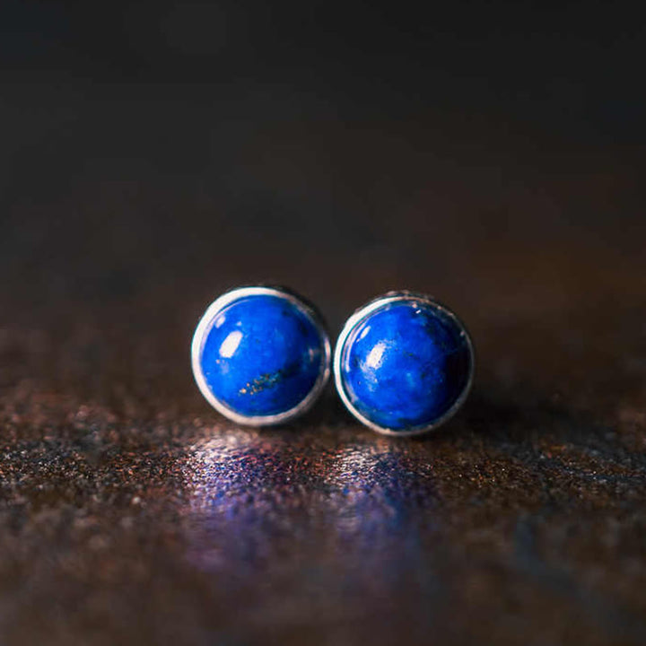 Buddha Stonesヴィンテージ 925 スターリングシルバー ラズライト ラピスラズリ バランス イヤリング - ラズライト（イヤリングサイズ：7mm） - image 0