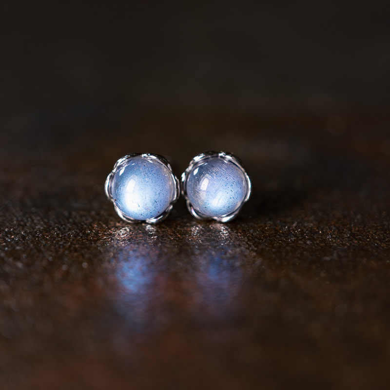 Buddha Stones925スターリングシルバー ムーンストーン ポジティブイヤリング - image 2