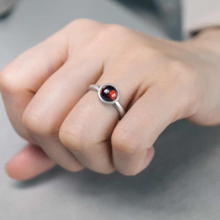 Buddha Stones天然 925 スターリングシルバー ガーネット 調節可能 プロテクションリング - image 4