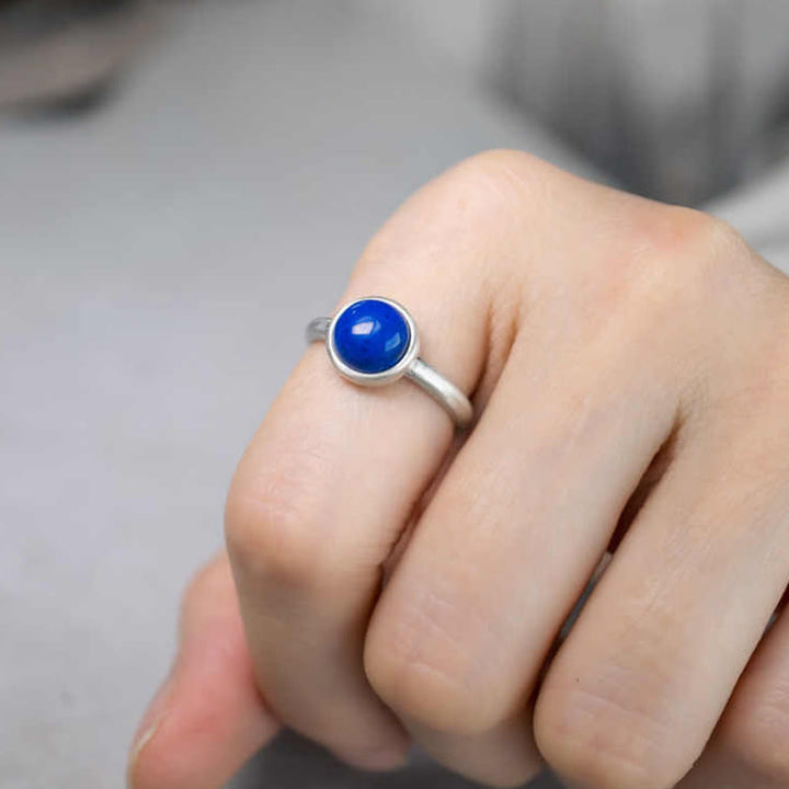 Buddha Stones天然 925 スターリングシルバー ラズライト ラピスラズリ ターコイズ 調節可能 バランスリング - image 4