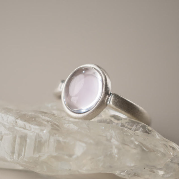 Buddha Stones天然 925 スターリングシルバー ピンククリスタル 調節可能な温かみのあるリング - image 1