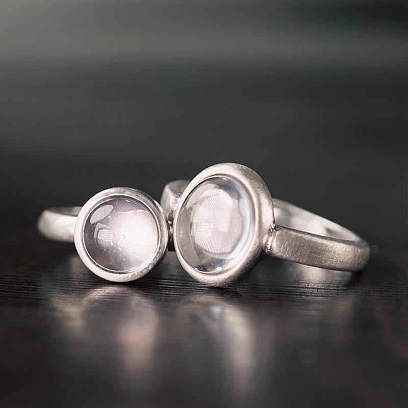 Buddha Stones天然 925 スターリングシルバー ピンククリスタル 調節可能な温かみのあるリング - Aスタイル（約9×11mm） - image 0