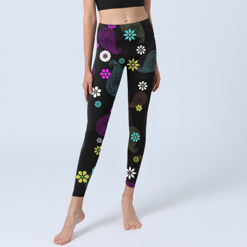Buddha Stonesカラフルカシューフラワープリント ジムレギンス レディース ヨガパンツ - image 6
