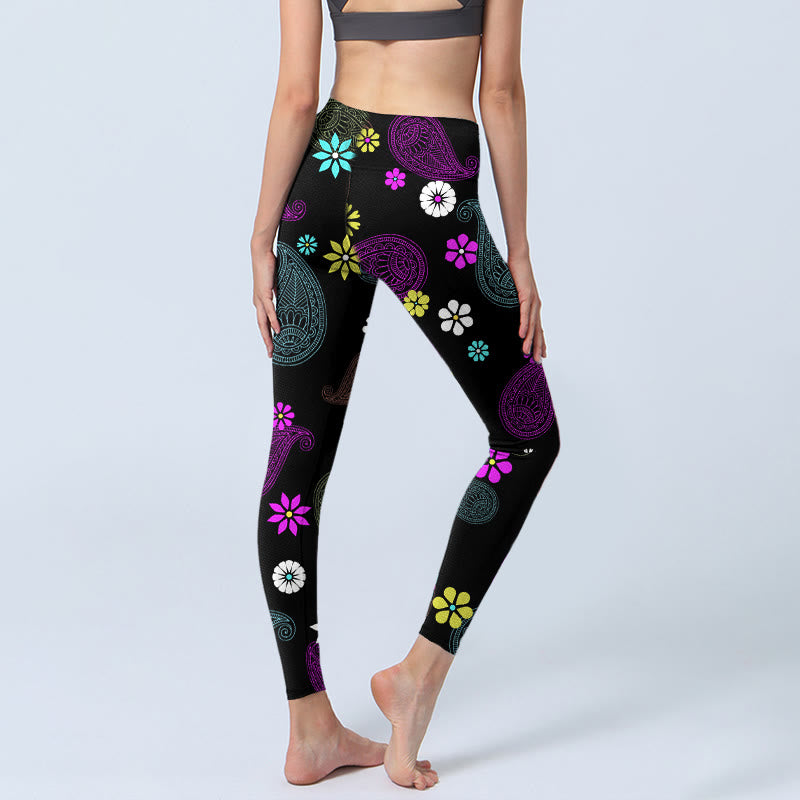 Buddha Stonesカラフルカシューフラワープリント ジムレギンス レディース ヨガパンツ - image 5