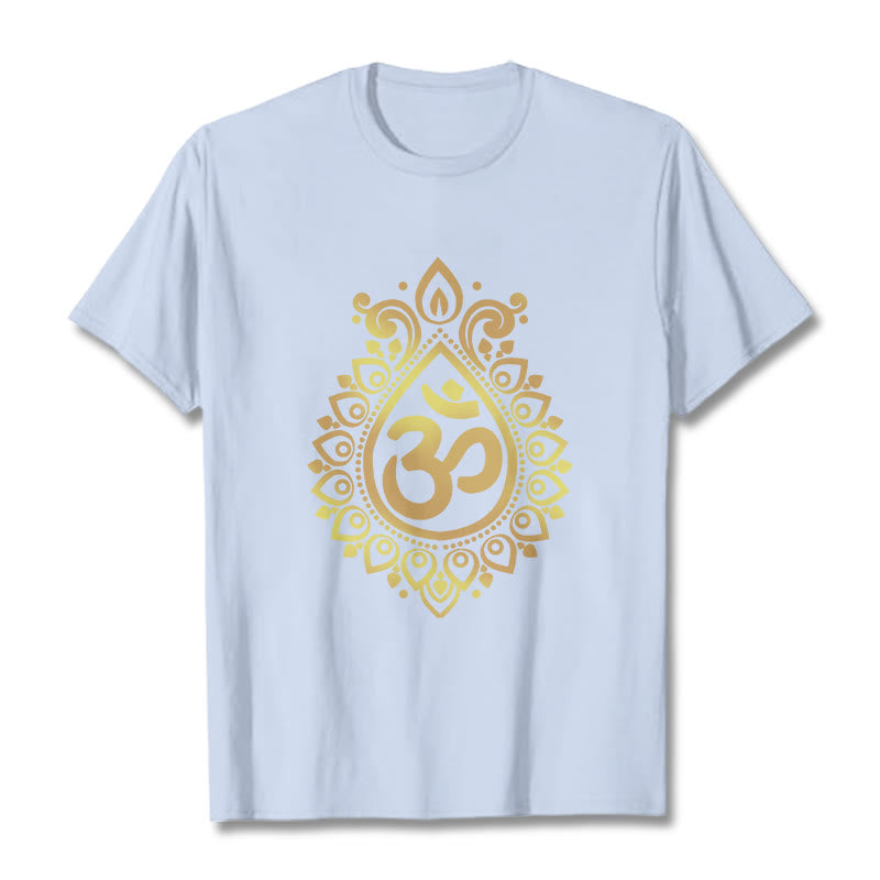 Buddha StonesウォータードロップOMデザインTシャツ - ライトシアン - 2XL - image 18
