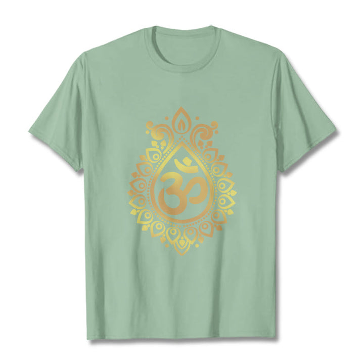 Buddha StonesウォータードロップOMデザインTシャツ - 淡い緑色 - 2XL - image 14