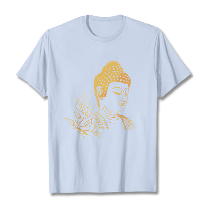 Buddha Stones、黄金の葉、瞑想仏陀Tシ​​ャツ - ライトシアン - 2XL - image 18