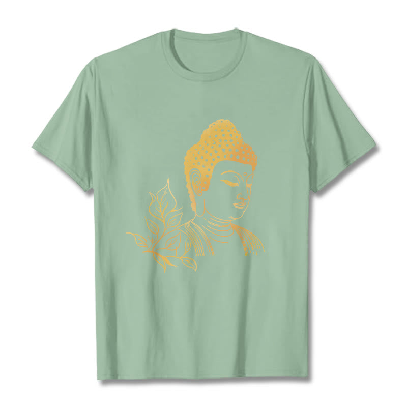 Buddha Stones、黄金の葉、瞑想仏陀Tシ​​ャツ - ペールグリーン - 2XL - image 15