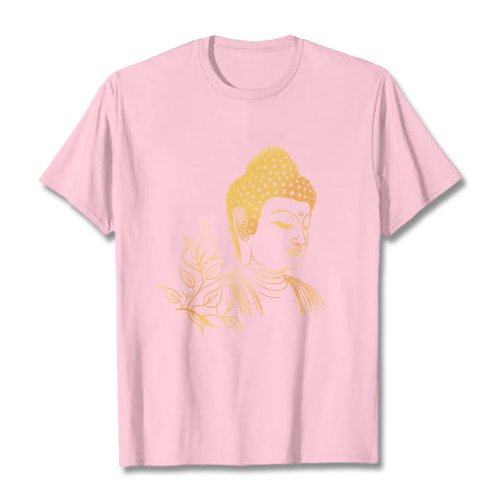 Buddha Stones、黄金の葉、瞑想仏陀Tシ​​ャツ - ライトピンク - 2XL - image 12