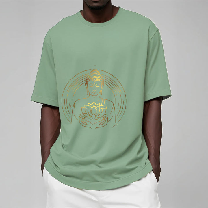Buddha Stones蓮の花を持つ黄金の仏像 Tシャツ - image 15