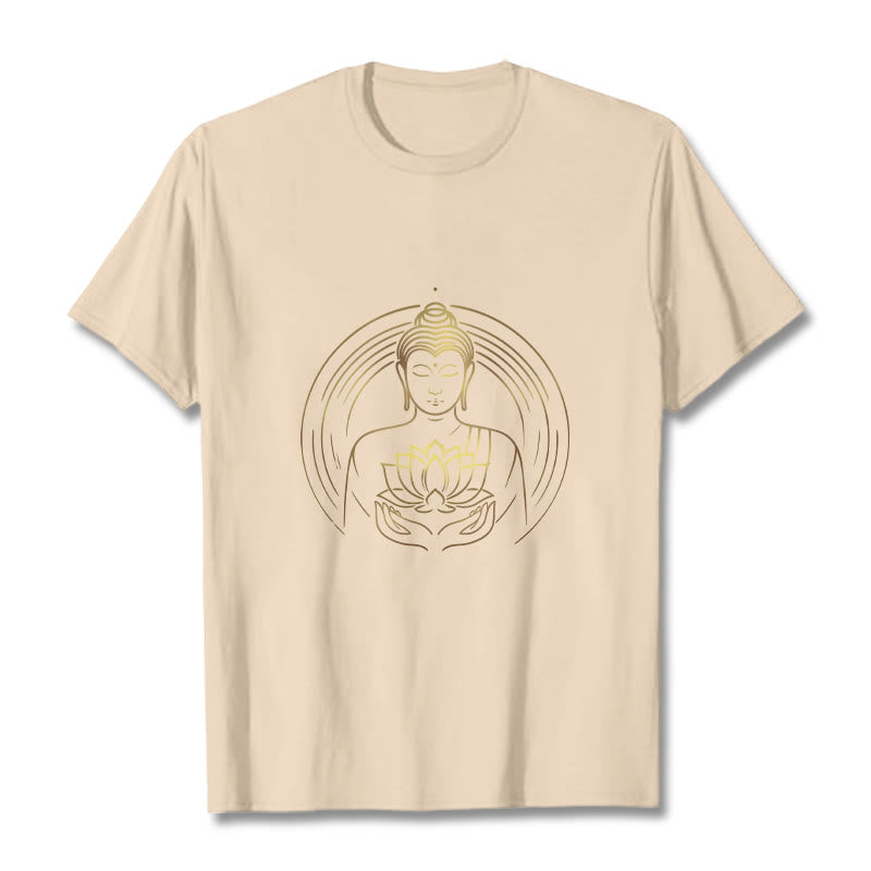 Buddha Stones蓮の花を持つ黄金の仏像 Tシャツ - ビスク - 2XL - image 8