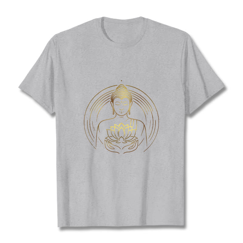 Buddha Stones蓮の花を持つ黄金の仏像 Tシャツ - ライトグレー - 2XL - image 19