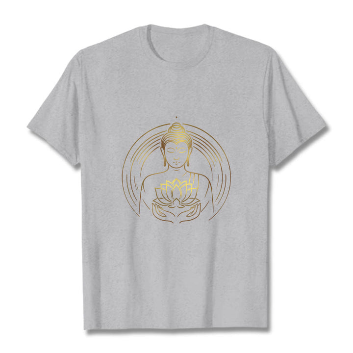 Buddha Stones蓮の花を持つ黄金の仏像 Tシャツ - ライトグレー - 2XL - image 19