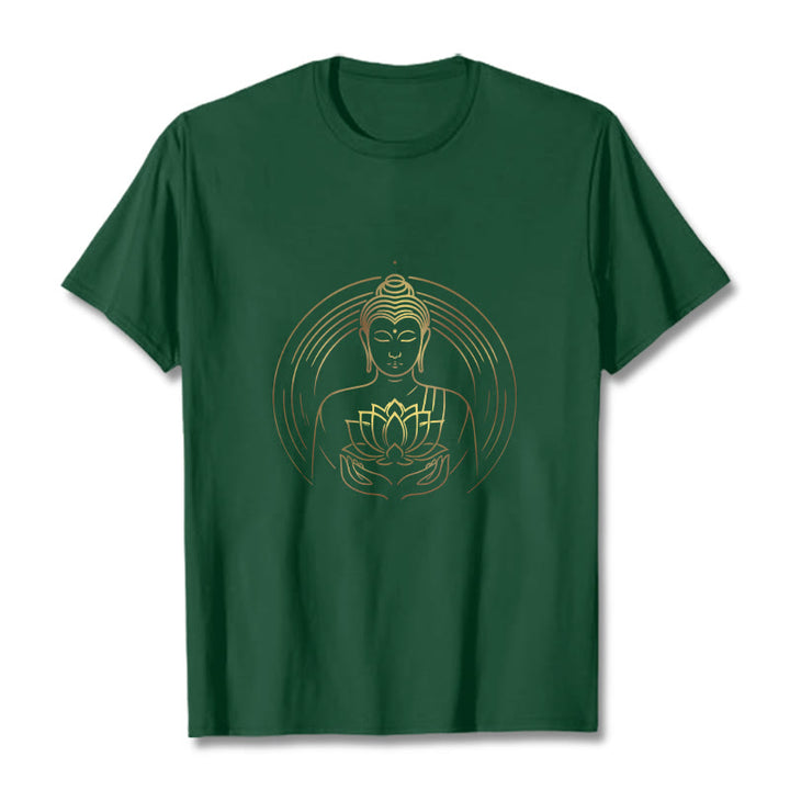 Buddha Stones蓮の花を持つ黄金の仏像 Tシャツ - フォレストグリーン - 2XL - image 10