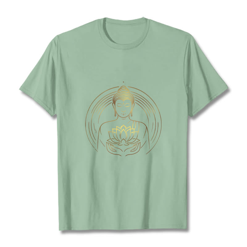 Buddha Stones蓮の花を持つ黄金の仏像 Tシャツ - 淡い緑色 - 2XL - image 14