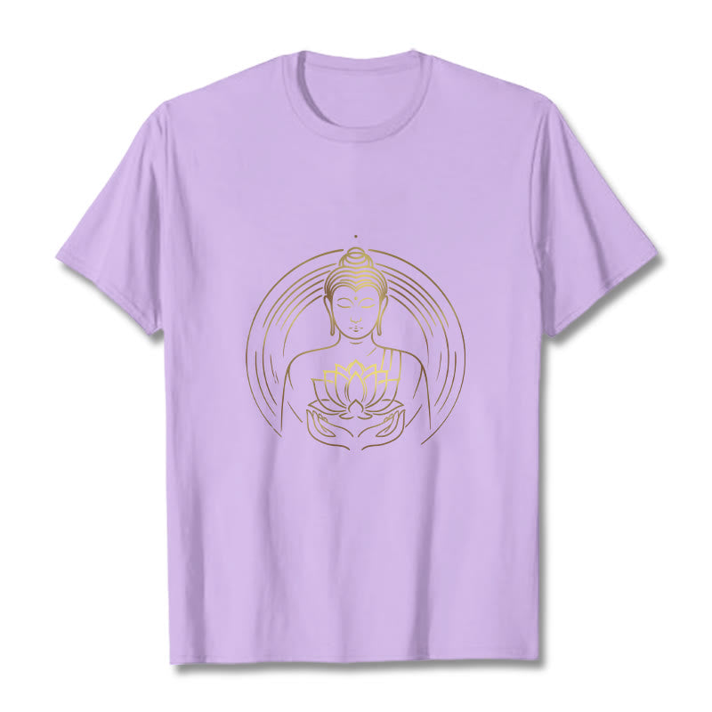 Buddha Stones蓮の花を持つ黄金の仏像 Tシャツ - 梅 - 2XL - image 16
