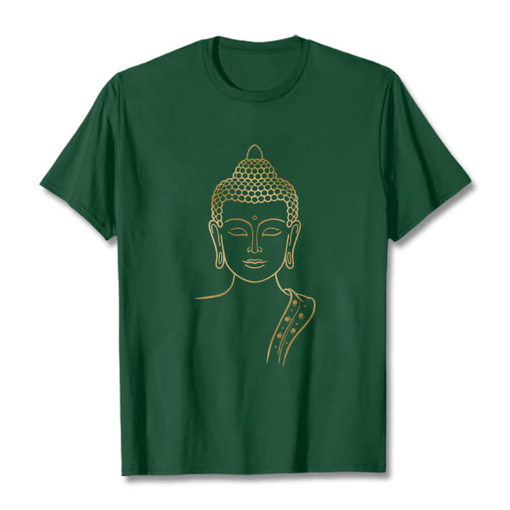 Buddha Stones黄金の仏陀の深い瞑想Tシャツ - フォレストグリーン - 2XL - image 0