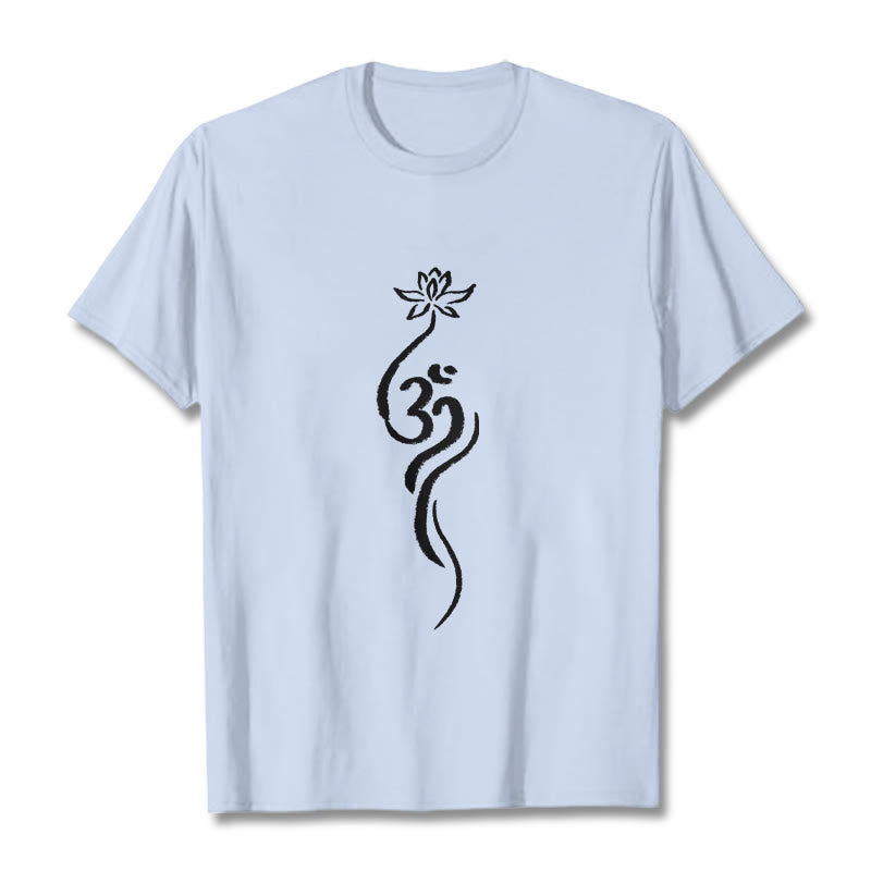 Buddha Stonesと蓮の花のオームデザインTシャツ - ライトシアン - 2XL - image 19