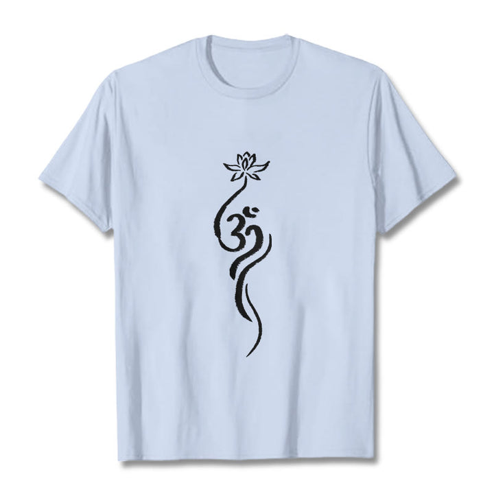 Buddha Stonesと蓮の花のオームデザインTシャツ - ライトシアン - 2XL - image 19