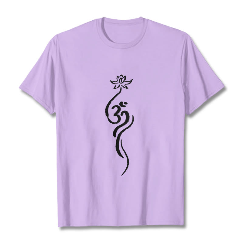 Buddha Stonesと蓮の花のオームデザインTシャツ - 梅 - 2XL - image 16