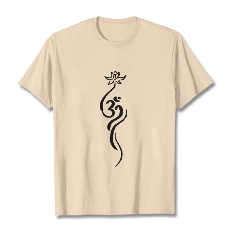 Buddha Stonesと蓮の花のオームデザインTシャツ - ビスク - 2XL - image 9