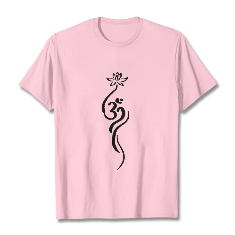 Buddha Stonesと蓮の花のオームデザインTシャツ - ライトピンク - 2XL - image 13