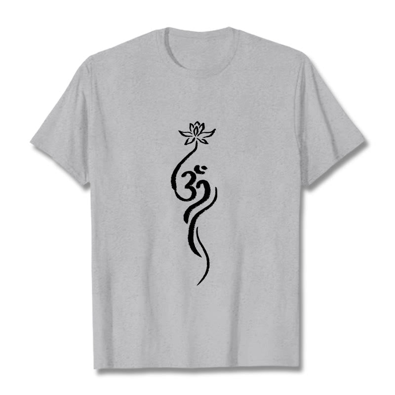 Buddha Stonesと蓮の花のオームデザインTシャツ - ライトグレー - 2XL - image 19